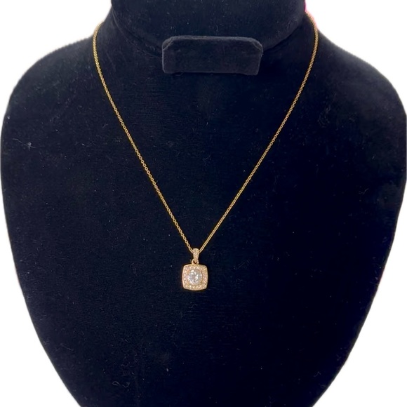 NADRI- Yellow- Gold Chain CZ Square Pendant - Picture 5 of 8